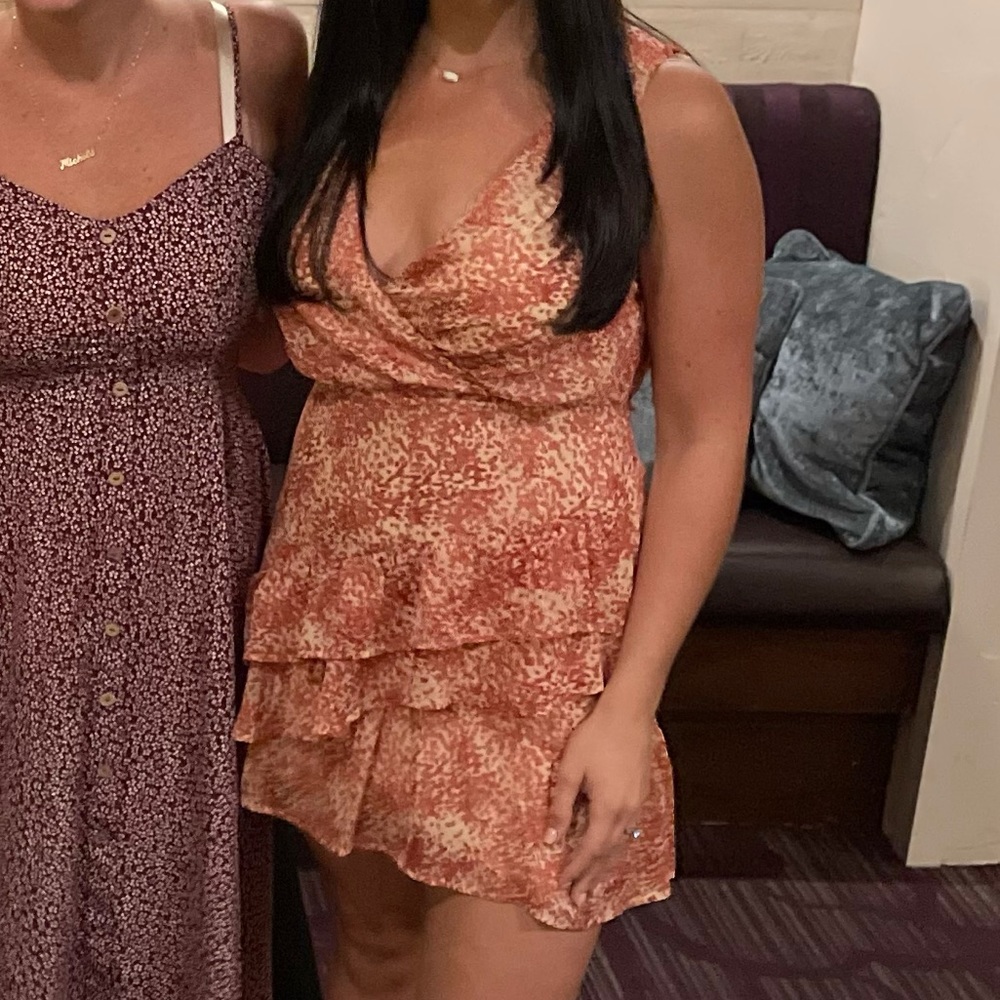 Express - Paisley Ruffle Wrap Front Dress - Picture 4 of 4